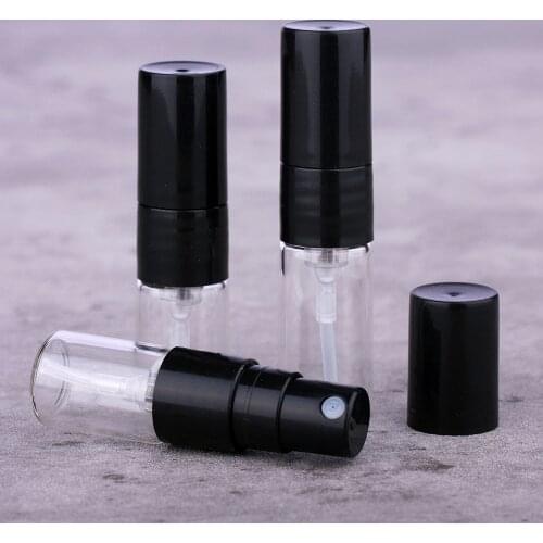 100 Pcs/Lot 1ml 2ml Perfume sample empty bottle Black Plastic nozzle fine mist atomizer