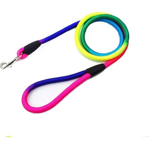 15PCS / LOT Dog Leash Colorful Nylon Dog Traction Rope Pet Chest Strap Dog Chain Colorful Round Rope Handle Pet Supplies