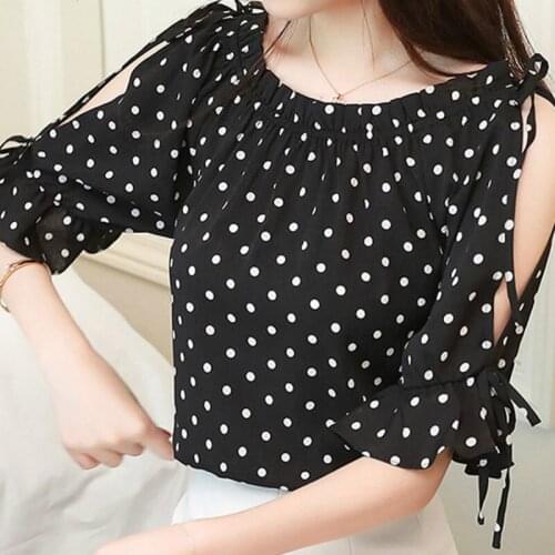 2019 Summer Fashion Mulheres Chiffon Blusas de Manga Curta Fora Do Ombro Mulheres Roupas Casuais Um-palavra