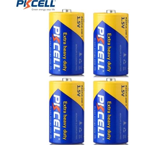 4PCS/Lot PKCELL R20P D Size Battery 1.5 V Dry cell Carbon Zinc Battery Super Heavy Duty Battery Dry Batteries for toys