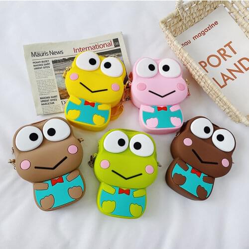 Large Capacity Mobile Phone Womens Bag New Style One-shoulder Slant Bag Cute Cartoon Frog Crossbody Bags Soft Silicone Tote Bag