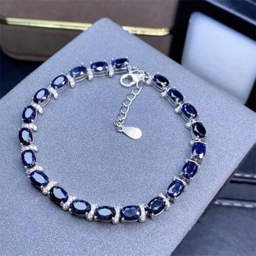 Luxurious Natural Sapphire Bracelet 2 Ct Natural Blue Sapphire Gemstone Bracelet Solid 925 Sterling Silver Bracelet