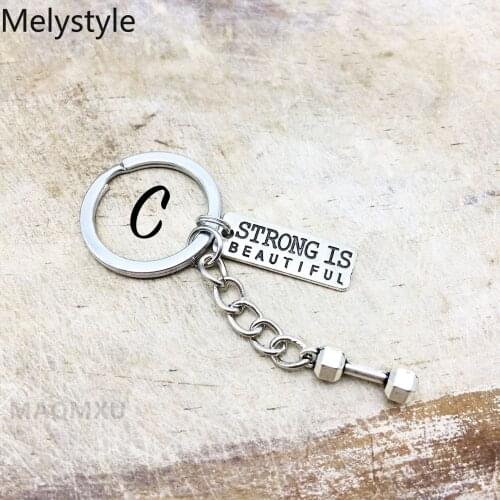 2020 Barbell-Dumbbell Keychain Charm Weight-Fitness With Words Gym-Crossfit Strength-Sports Keyring Gifts For Man