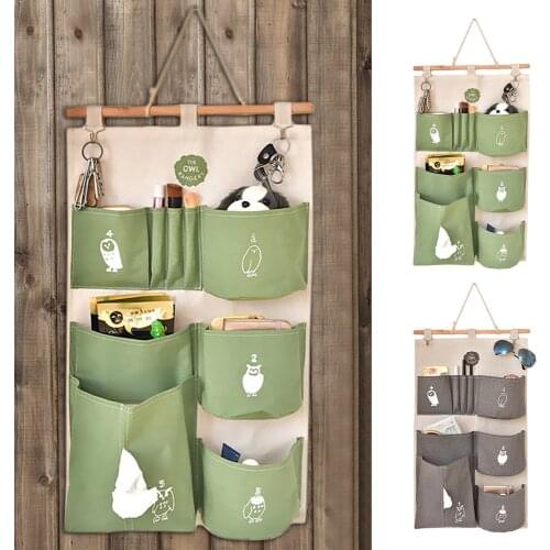 Cotton Linen Decorative Home Organizer Wall Door Hanging Pouch Holder Closet Hanging Storage Bag Children Room Organizer Pouch