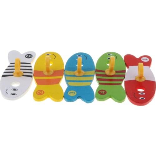 Bbay Toddler Wooden Toy Color Sorter Fishing Board Preschool