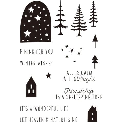 Winter Wishes Clear Stamps Forest Night Scrapbook Card Making Stamps Cheap Transparent Silicone Rubber Christmas Stamps