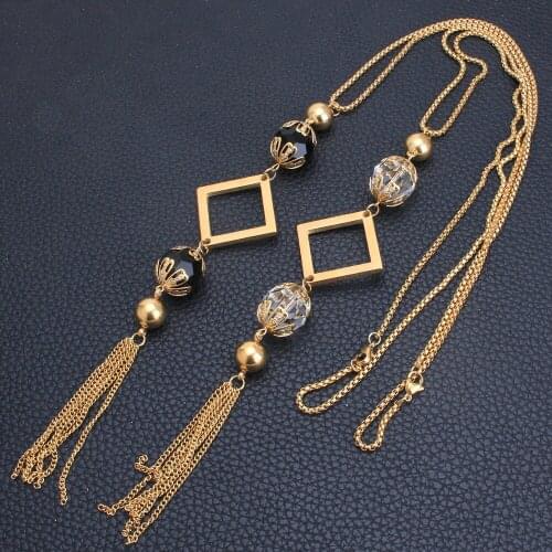 Long Chain Charm Sweater Gold Color Stainless Steel Jewelry Necklace For Woman 650mm Romantic Chain Necklace Pendant NEIZDCBH1