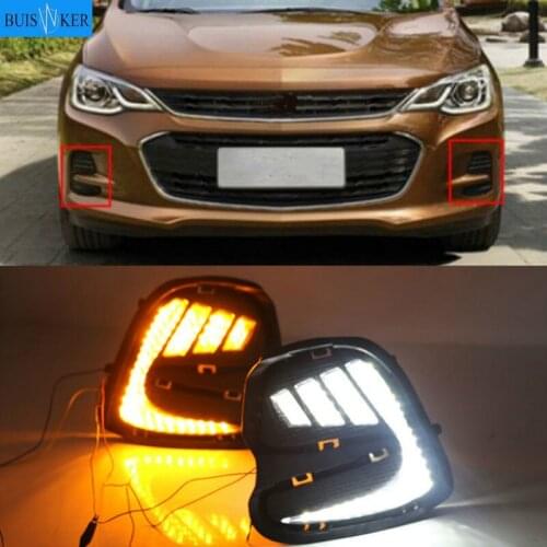 2PCS LED Daytime Running Light For Chevrolet Cavalier 2016 2017 2018 Yellow Turn Signal Function Car DRL 12V LED Fog Lamp