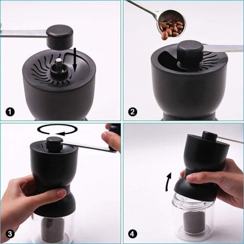 Durable Handheld Manual Bean Coffee Grinder Coffee Mill for Drip Coffee Espresso Office Refillable