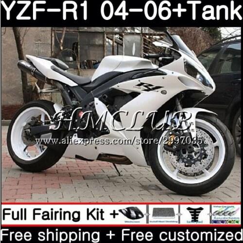Body For YAMAHA YZF R 1 YZF-1000 YZF 1000 Glossy white YZF R1 2004 2005 2006 15HC.19 YZF1000 YZF-R1 04 06 YZFR1 04 05 06 Fairing