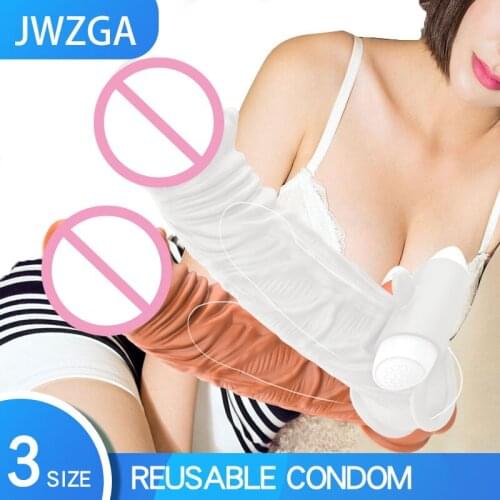 Male Penis Enlargement Sleeve Reusable Condom Sex Toy Penis Enlarger Extension For Adults Sex Products Cock Rubber 18 Plus