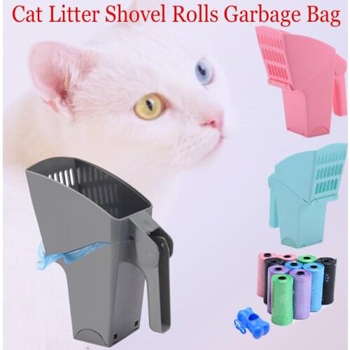 Cat Litter Shovel Pet Cleanning Tool Plastic Products Toilet For Cats Food Spoons Plastic Cat Litter Sifter Scoop And Bag