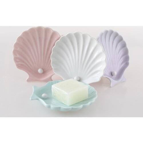 Fashion Shell-shaped Soap Holder Ceramic Soap Dish Holder Bathroom Artistry Soap Tray Toilet Accessories Bathroom Accessories