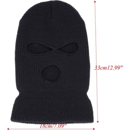 3 Hole Motorcycle Mask Balaclava Black Knit Hat Face Shield Beanie Winter D5QD