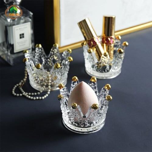MSJO Makeup Sponge Egg Storage Stand for Women Makeup Puff Royal Crown Drying Holder Jewelry Cigarette Tray Desktop Organization