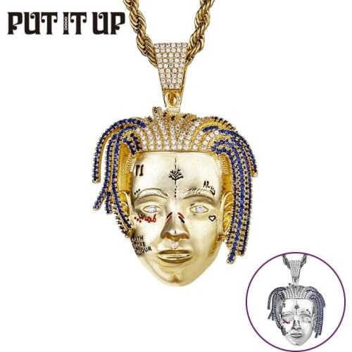 Rapper XXX Pendant Necklace Gothic Hip Hop Spirit Couple Inlaid Zircon Pendant Jewelry Neck Chain Mens New Year Birthday Gift