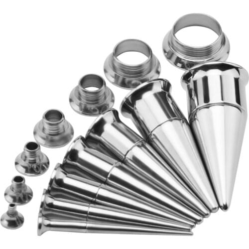 Surgical Stainless Steel Ear Stretching Kit Ear Stretchers Plugs and Tunnels Piercing Gauges Plug Expander Body Jewelry
