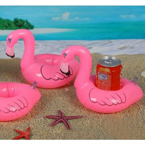 3PCS/Lot Pink Flamingo Inflatable Drink Can Holder Pool Beach Bath Toy Party Favour