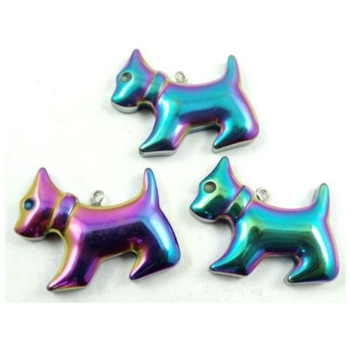 Natural Quartz crystal Titanium Hematite hand-Carved dog Gem pendant for diy jewelry making necklace Accessories3pcs P21