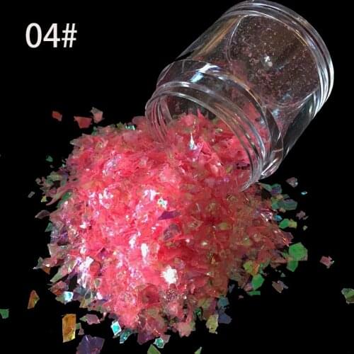 Irregular 10ml/bottle Nail Art Ice Mylar Shell Glitter Power Foil Paper Light pink Nail Art Decoration Tools SG-04