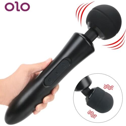 OLO Powerful Magic Wand Vibrator 20 Mode Huge Head AV Rod Body Massage Vibrator USB Rechargeable Sex Toys for Women Sex Products