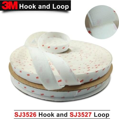 Original 3M High Performance Rubber Adhesive Fastener White SJ3526 Hook and SJ3527 Loop 1 inch*50 Linear Yard