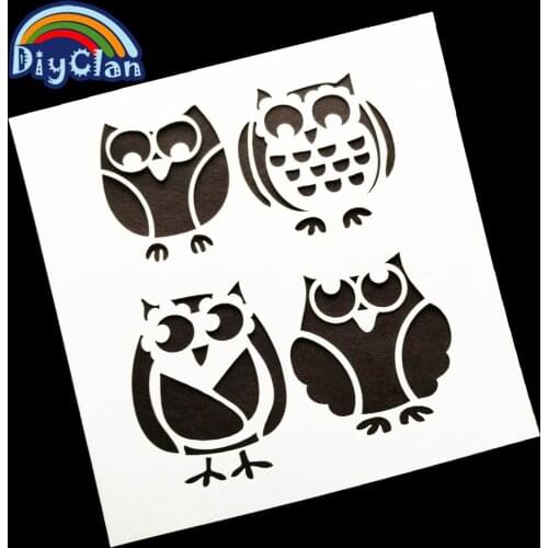 7 Styles Owl style pregnant animal clock plastic Stencil for flower diy lace scrapbooking Cake magic cap Decor Art painting