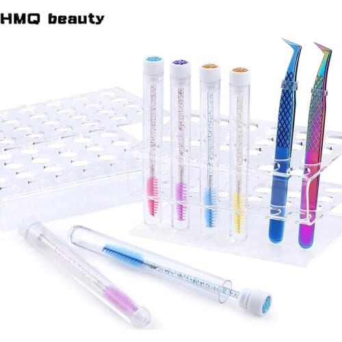 24 Hole Bow Eyebrow brush tube display stand Eyelash brush storage bracket tweezers Holder Acrylic Makeup Tools Eyelash Planting