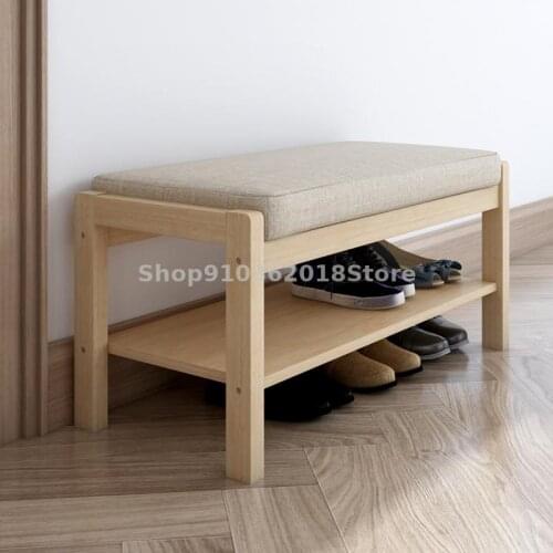 Nordic Simple Modern Solid Wood Shoe Changing Stool Shoe Cabinet Shoe Stool Type Entrance Can Sit In The Door To Store The Door