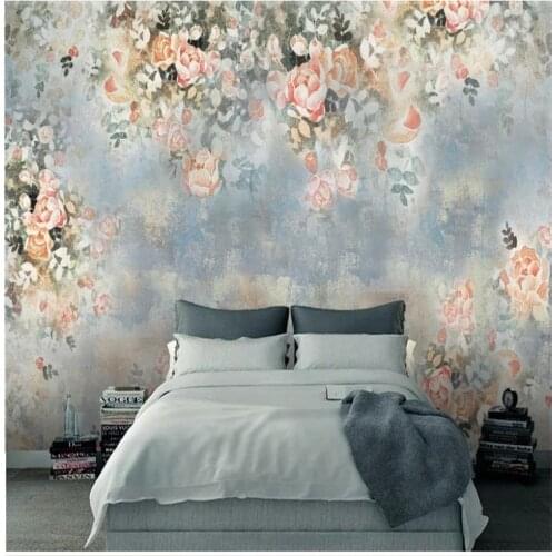 Custom modern wallpaper for living room Vintage rose flower background wall vintage hand-painted floral wallpapers