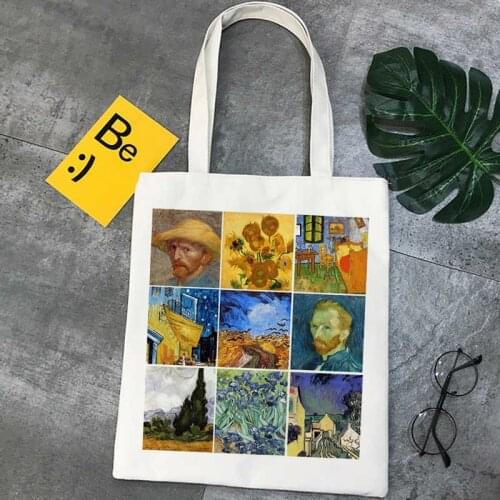 Van Gogh shopping bag shopping canvas bolso shopper jute bag tote bag boodschappentas net woven ecobag custom