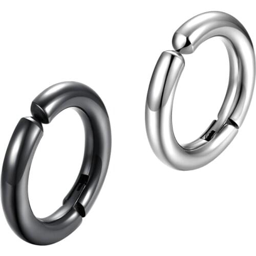Titanium Earrings For Man Silver/Gold/Black Color Hoop Earring Non Piercing Brincos Hip Hop Retro Jewelry Accesories Bijoux