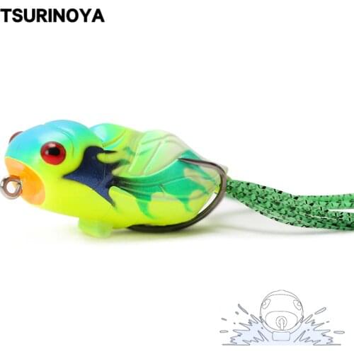 TSURINOYA 65mm 15g Topwater Popper Frog Fishing Lure Artificial Soft Bait Silicone Bait Frog Lure Snakehead Pike Baits