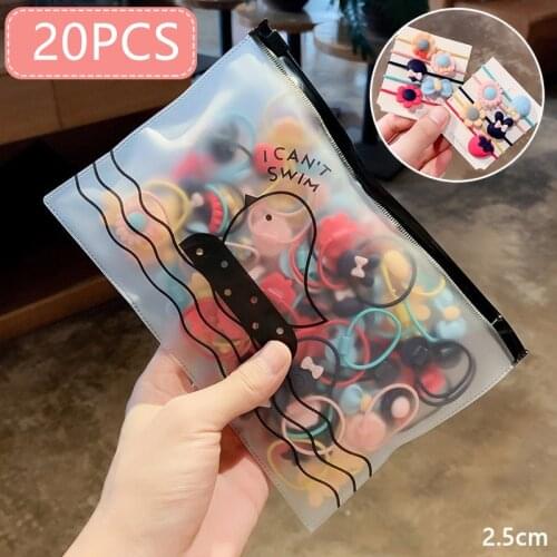 20pcs/bag High-quality Elastic Nylon Hair Bands For Girls Colorful Rubber Band Kids Hair Accessories Headdress