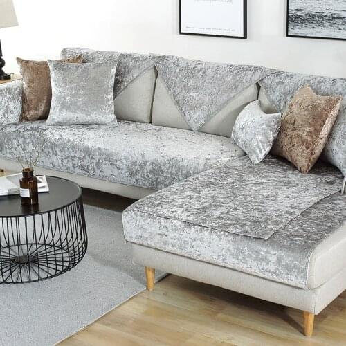 High-grade Plush Sofa Cover Towel Cushion Velvet Beige gray Fabric Couch Case for Different Shape Sofa Set