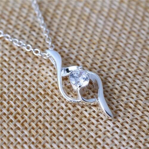 WQQCR Fashion Jewelry With Shiny White Cubic Zircona Women/Girls Charm Necklace 925 Sterling Silver Chains & Pendant Wholesale