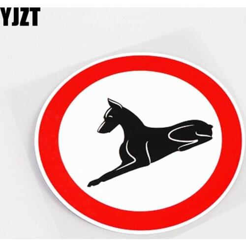 YJZT 12.5CM*12.5CM Warning Mark Sitting Black Doberman PVC Car Sticker Decal Graphical 13-1005