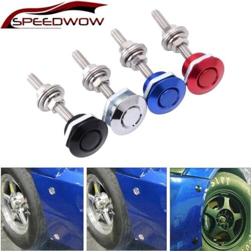 SPEEDWOW 25mm/1.0" Push Button Billet Hood Pins Lock Clip Kit Engine Bonnets Lock Aluminum Car Quick Latch Car Tools