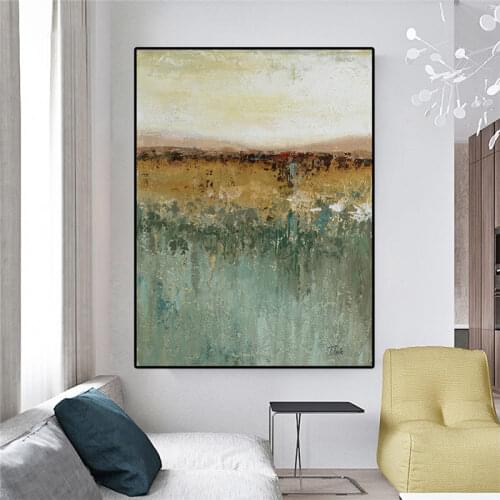 Green and Gold Abstract Wall Painting,Modern Home Decor Canvas Prints,Wall Pictures for Living Room,Canvas Painting Unframed