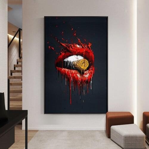 Woman Sexy Red Lip Bullet Graffiti Art Painting on Canvas Wall Pictures for Living Room Wall Art Posters Prints Home Cuadros
