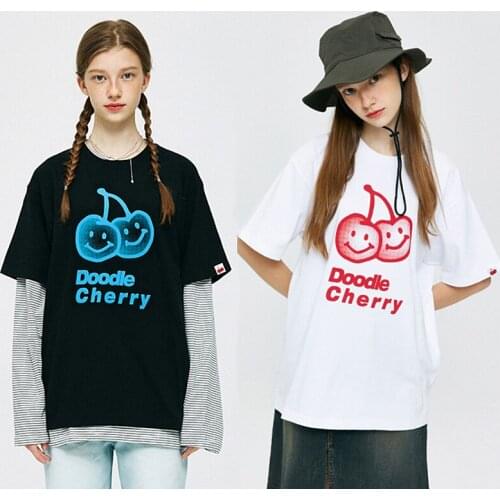 Super Chic Smile Cherry Cotton Woman Tshirts Brand Quality Kawaii Girls Summer Tees Tops 2021Brand Korean Style Streetwear Loose