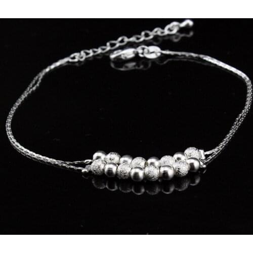New Arrival Double Layer Little Ball Chain Bracelet Wholesale 925 Sterling Silver Bracelet Chain For Women Wedding Jewelry Gift