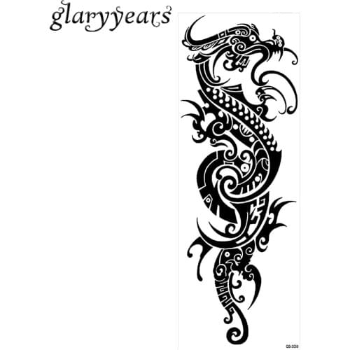 1 Piece Dragon Design Full Flower Arm Art Classic Totem Tattoo Sticker Big Large Temporary Waterproof Tattoo Sticker DIY QB-3056