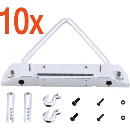 10 Sets Aluminum Front Bumper with Metal Tow Hook for 1/10 RC Traxxas TRX-4 TRX4 Crawler 8235 Hop Up Upgrade Parts Wholesale