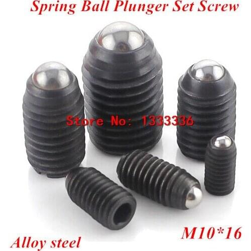 10pcs M10*16 Hex Socket Spring Ball Plunger Set Screw, 10mm wave beads positioning marbles tight screws Alloy steel 12.9 grade