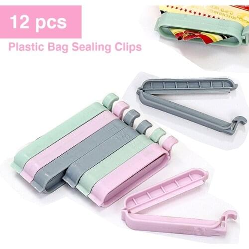 12 Pcs New Storage Fresh Food Snack Plastic Bag Sealing Clips Portable Sealer Clamp Kitchen Tools for Convenience