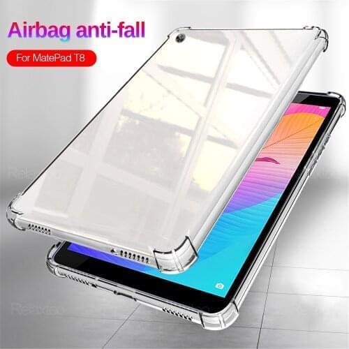 360 Shockproof Transparent Airbag Case On For Huawei MediaPad T8 T5 8.0 10.1 T3 7.0 9.6 C5 10.1 Tablet Soft TPU Silicone Cover