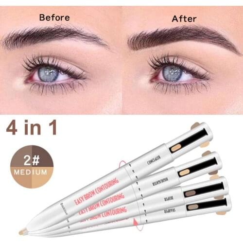 4 Color In One Eyebrow Pencil 4 Color Rotating Ball-Point Eyebrow Pen Black Brown Eyebrow Pencil Eyebrow Marker Tint Makeup