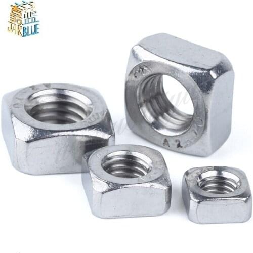 5/50pcs High Quality M3 M4 M5 M6 M8 M10 M12 DIN557 GB39 304 A2-70 Stainless Steel Metric Threaded Square Nut Foursquare Quadrate