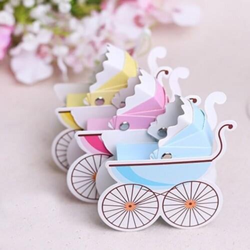 50pcs Carriage Shape Candy Box for Wedding Party Baby Shower Birthday Favor Decoration Supplies